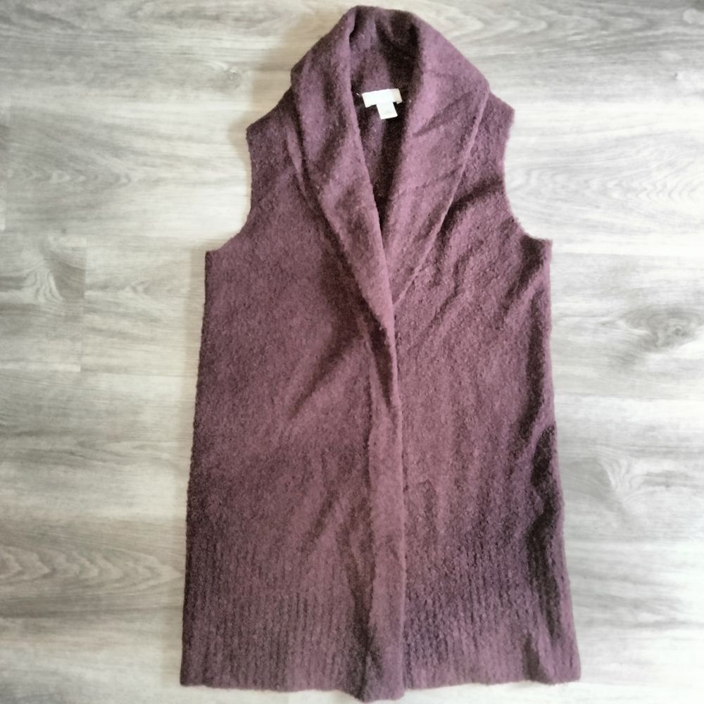 LOFT Deep Purple Sleeveless Cardigan Sweater